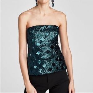 Zara Green Sequins Top